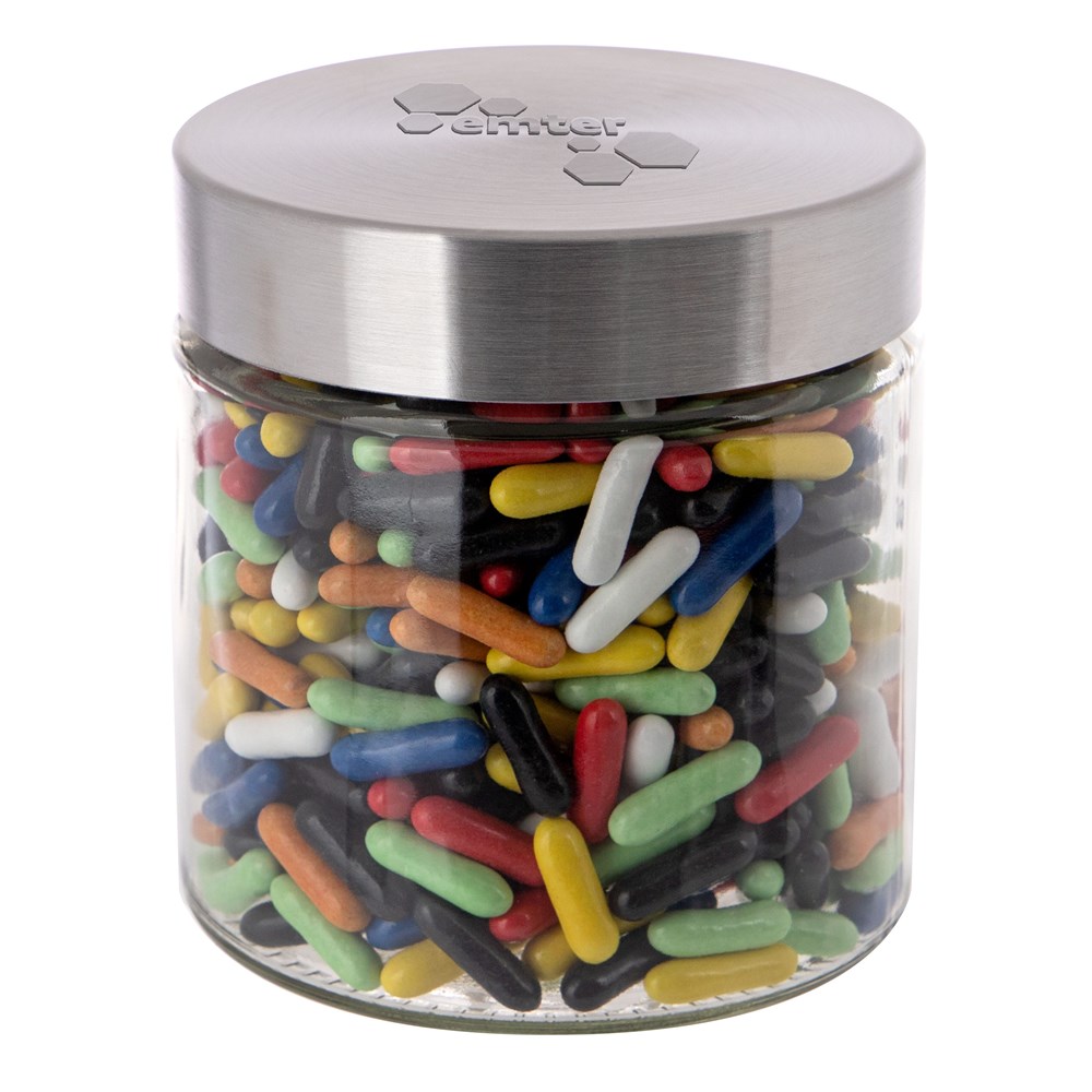 Glazen pot met embossing op de deksel - 0,9L