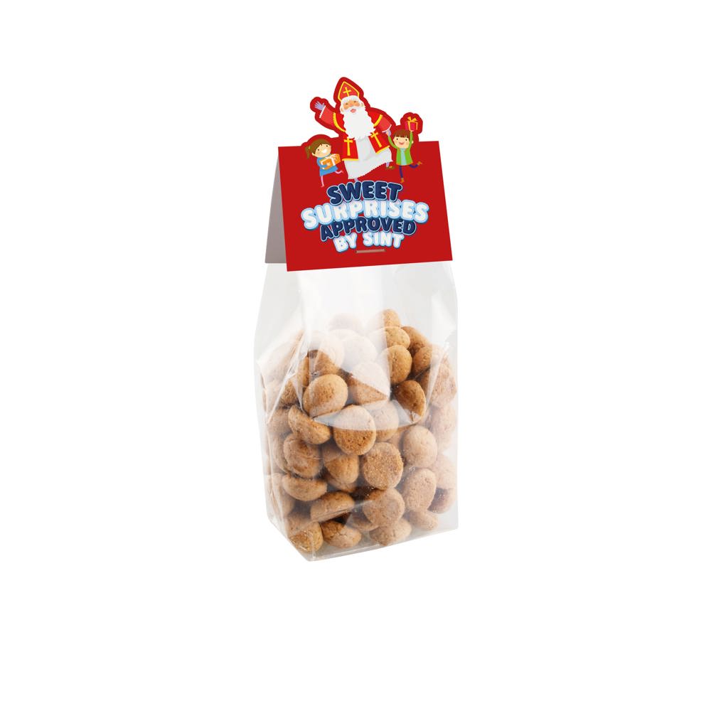 Blokzakje met kopkaartje in eigen vorm en 100 gram snoep