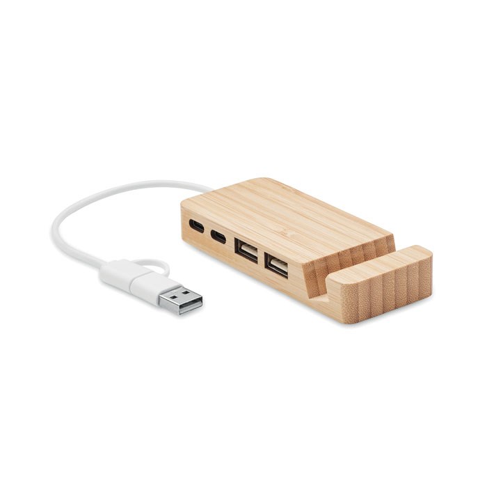 USB hub met telefoonstandaard