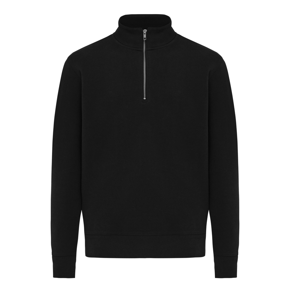 IQONIQ Elgon gerecycled katoen sweater met kwartritssluiting