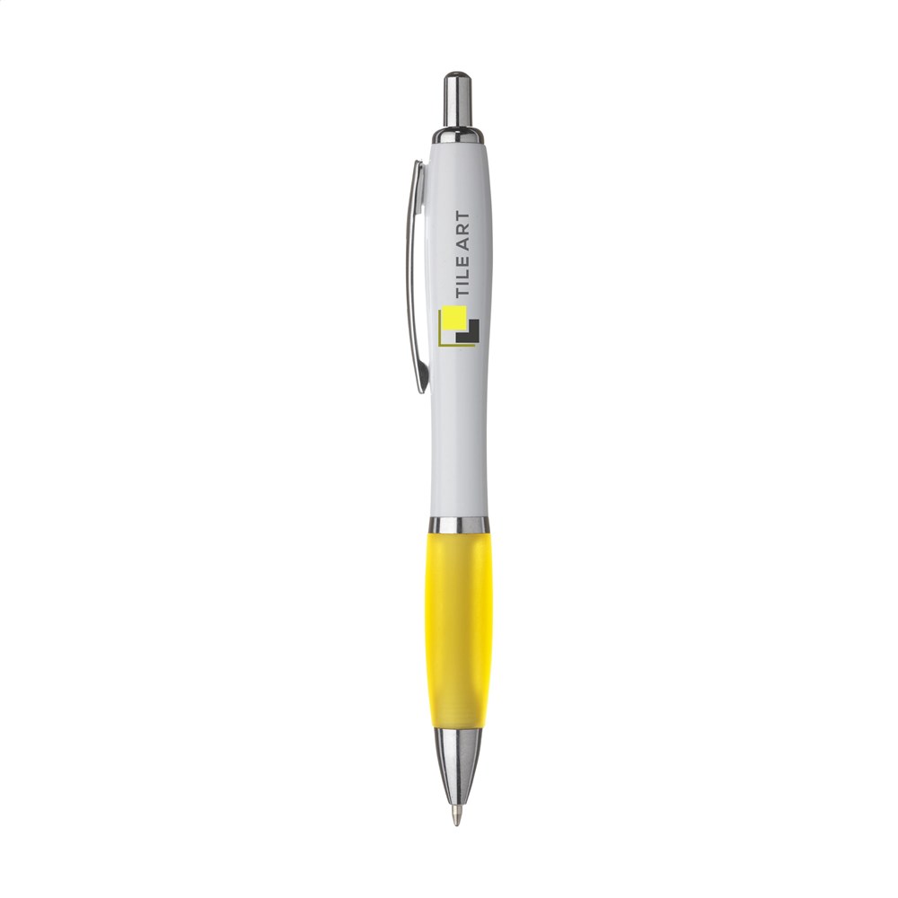 Witte balpen met gekleurde grip