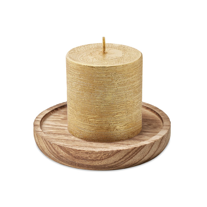 PENTAS - Kaars met ronde houten basis
