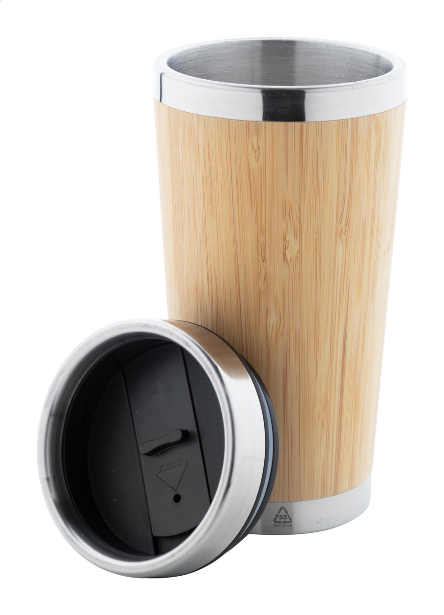 Bamboe thermosbeker van gerecycled RVS - 500 ml