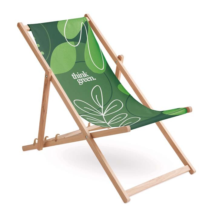 Houten strandstoel met full colour opdruk - max. 110 kg Houten strandstoel met full colour opdruk - max. 110 kg