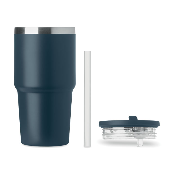 Dubbelwandige beker met rietjes deksel - 500ml