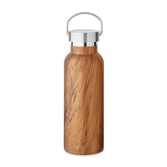 Dubbelwandige fles in houtlook - 500 ml