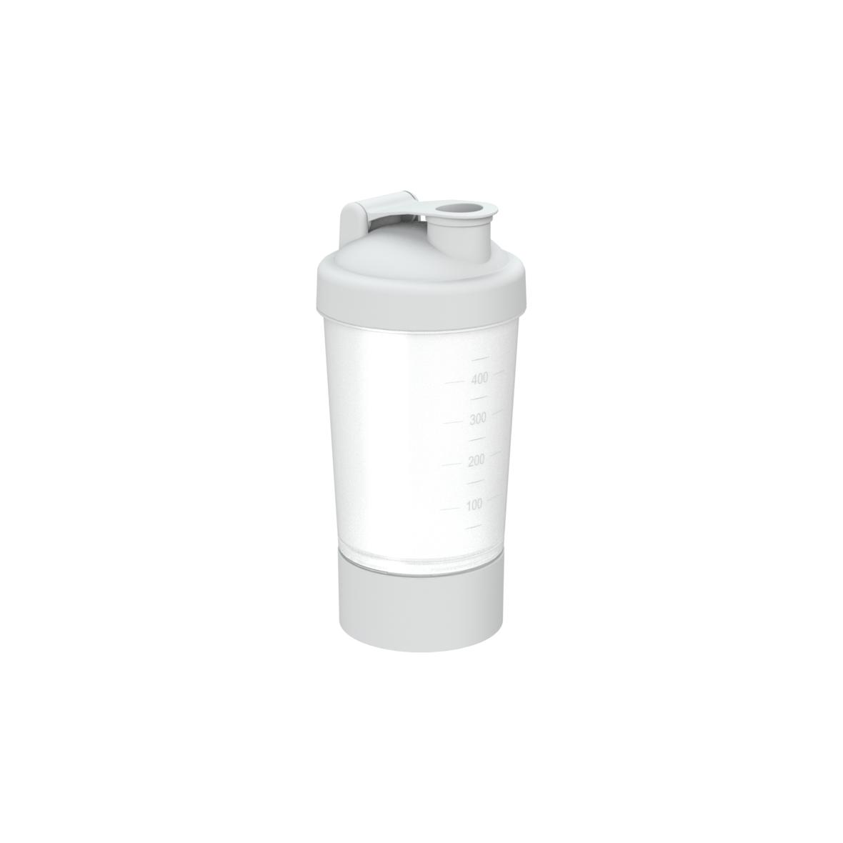 Shaker met compartiment voor eiwitpoeder - 0,4L 