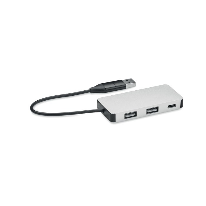 USB hub van gerecycled aluminium USB hub van gerecycled aluminium