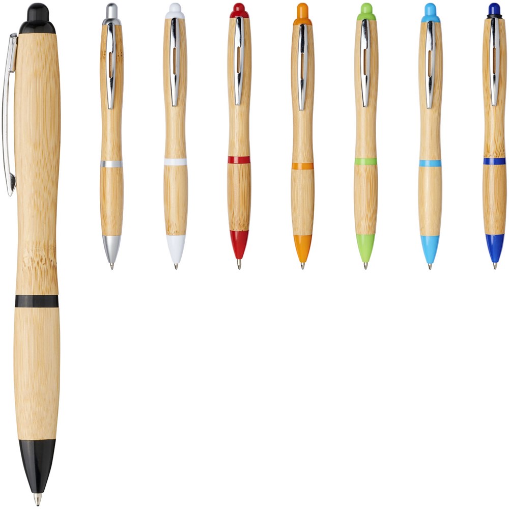 Bamboe balpen met gekleurd accent