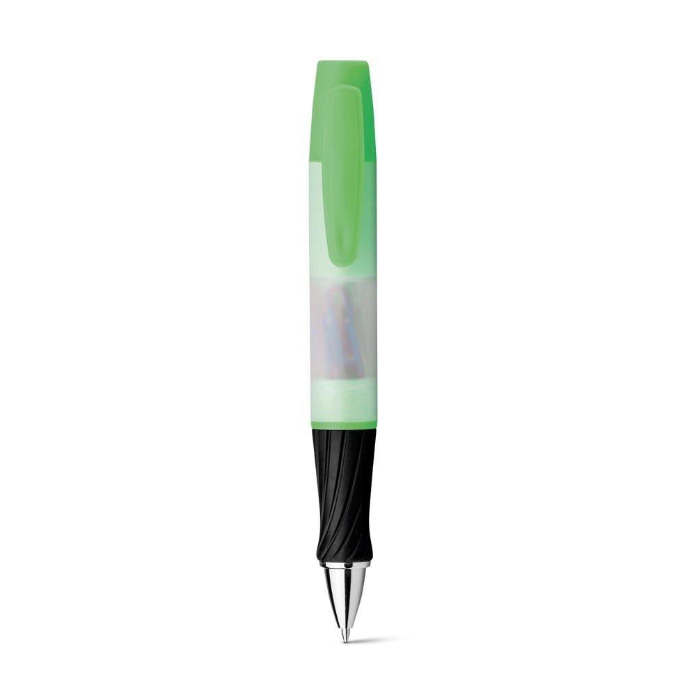 Balpen met markeerstift en paperclips