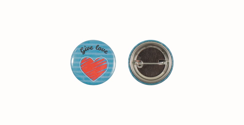 Metalen button met dubbel gezekerde speld - 31mm