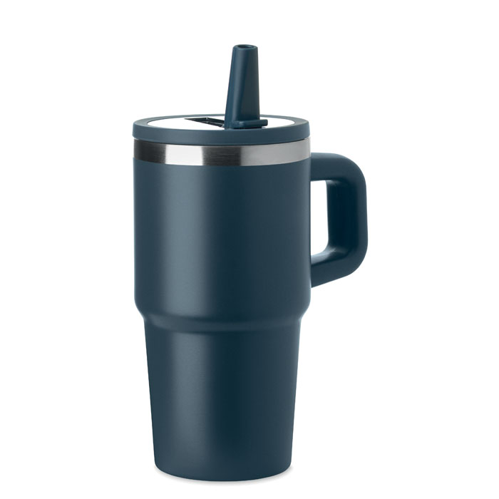 Dubbelwandige beker met rietjes deksel - 500ml