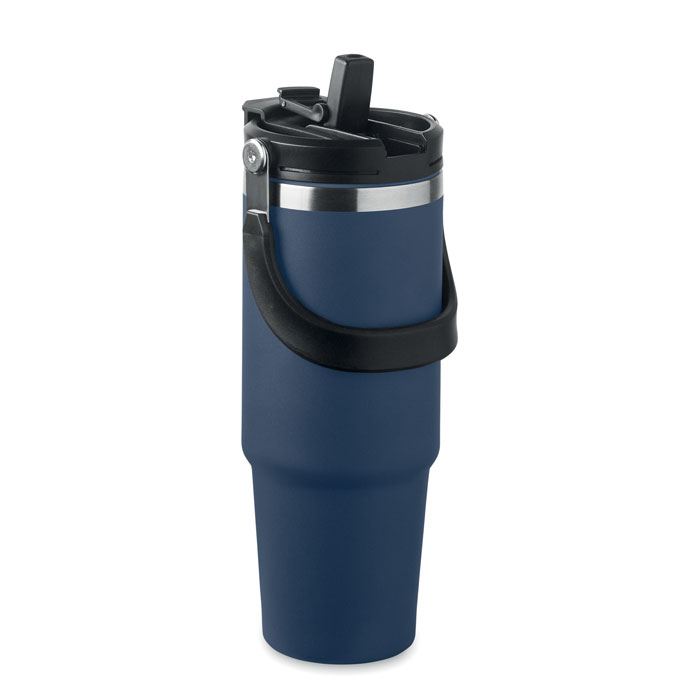 Dubbelwandige RVS beker met ingebouwd rietje - 850 ml