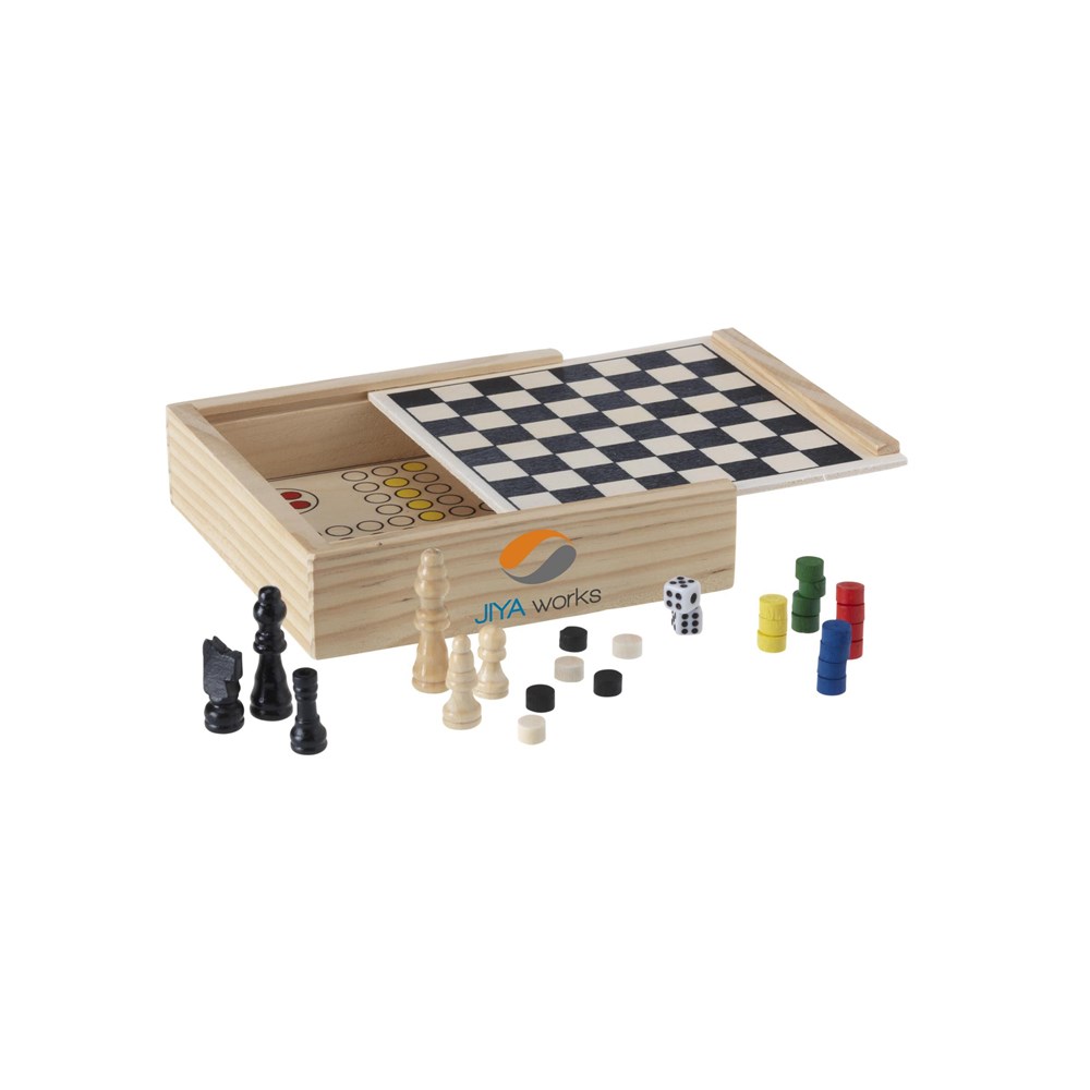 Houten spellenkist 5-in-1