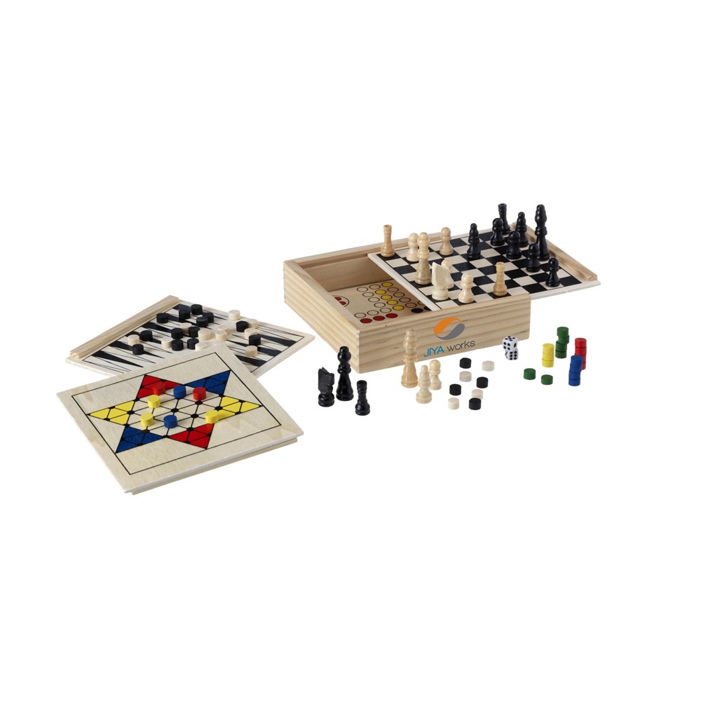 Houten spellenkist 5-in-1