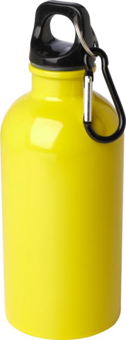 Enkelwandige RVS waterfles met karabijnhaak - 400 ml