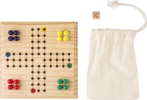 Houten ludo spel | Incl. dobbelstenen Houten ludo spel | Incl. dobbelstenen