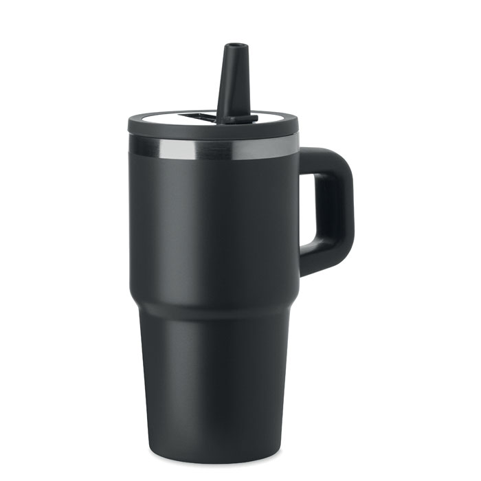 Dubbelwandige beker met rietjes deksel - 500ml