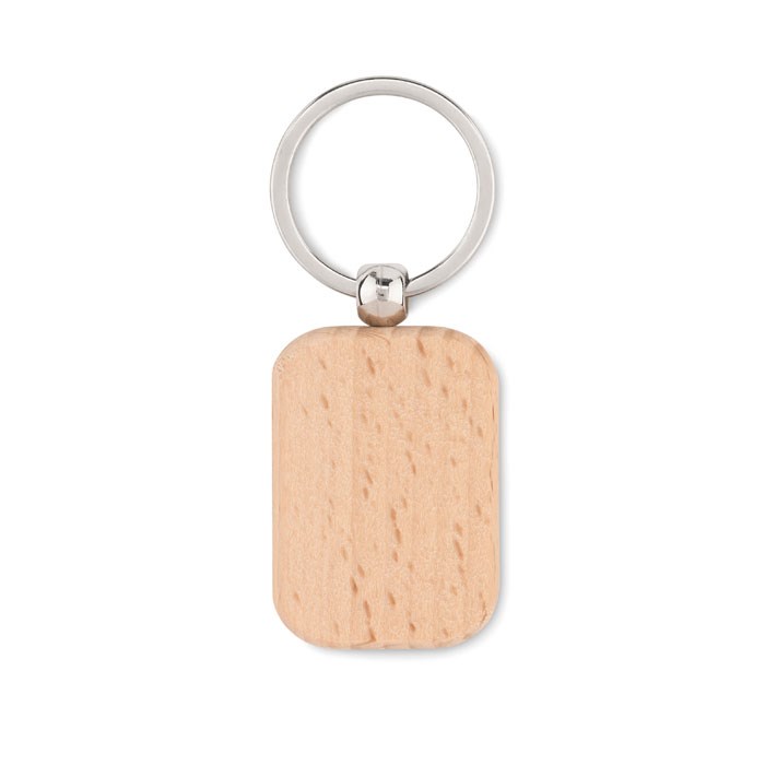 Houten rechthoekige sleutelhanger