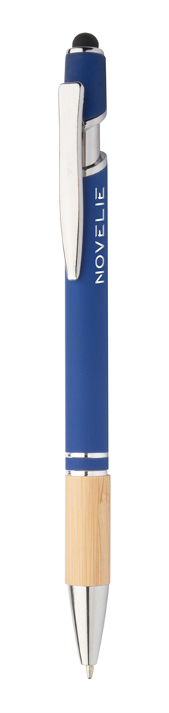 Balpen met bamboe grip en rubberen afwerking