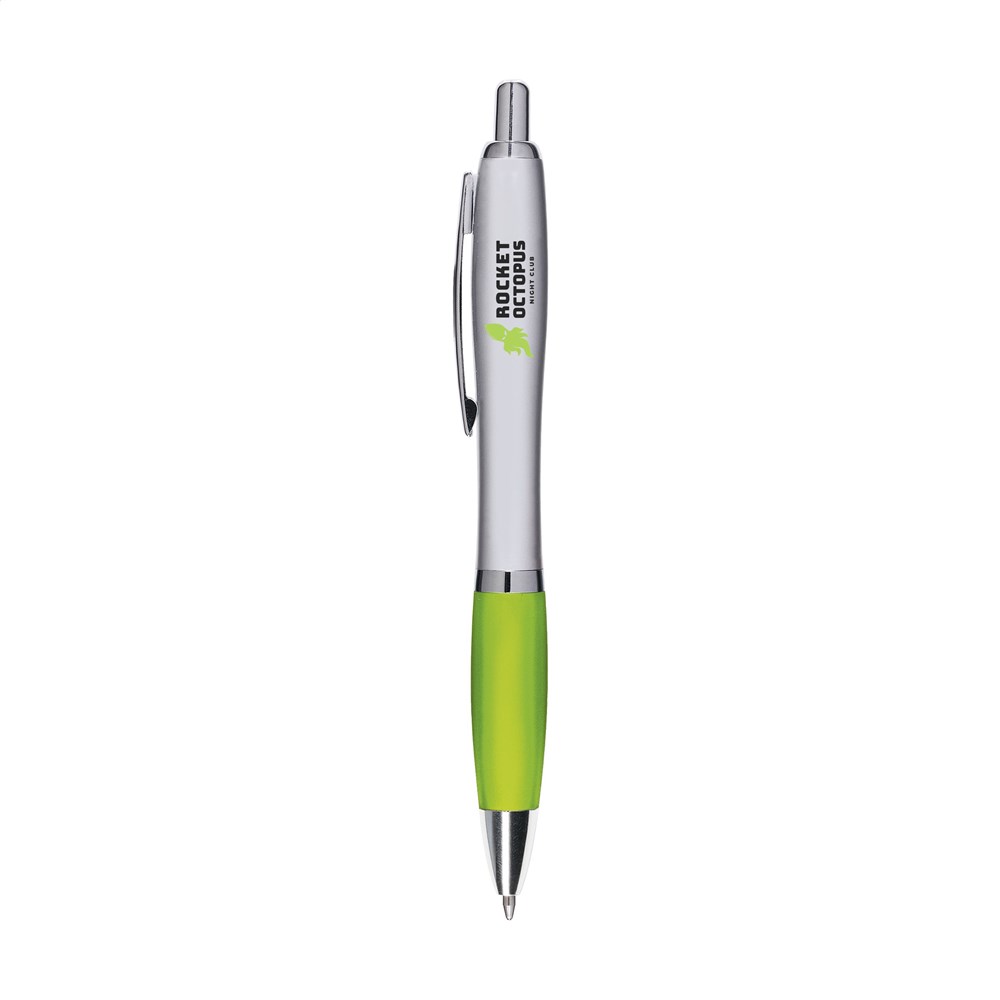 Zilveren pen met gekleurde grip