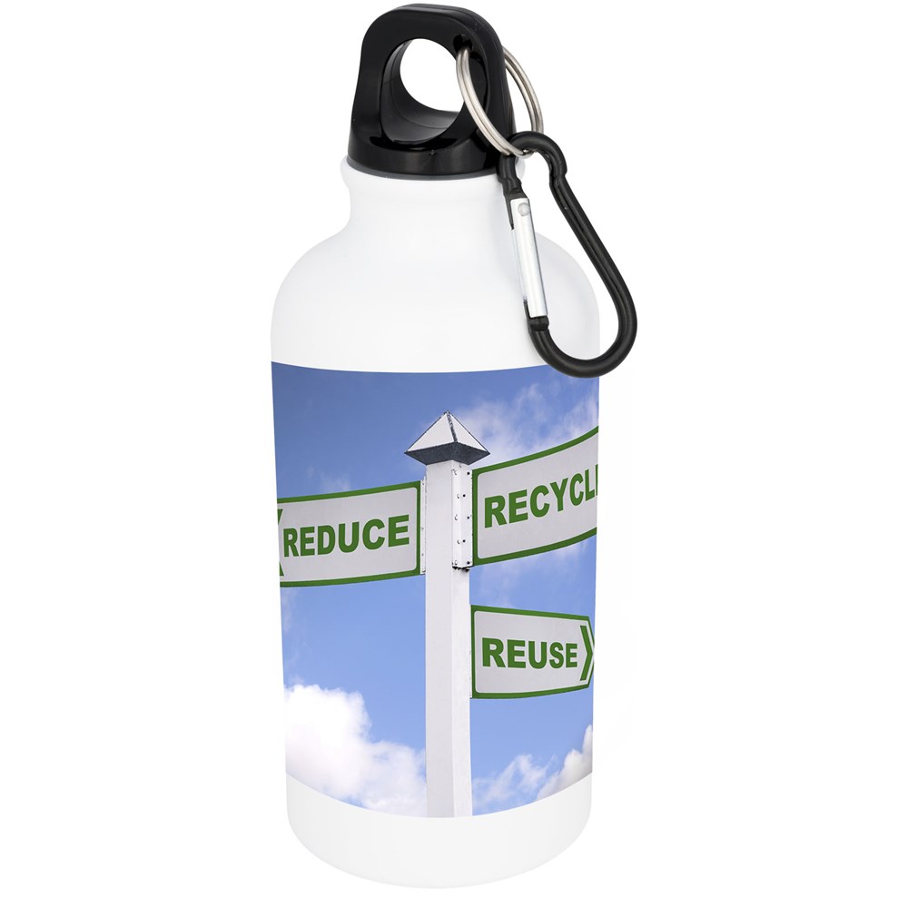 Drinkfles met karabijnhaak 400 ml  - Full colour opdruk