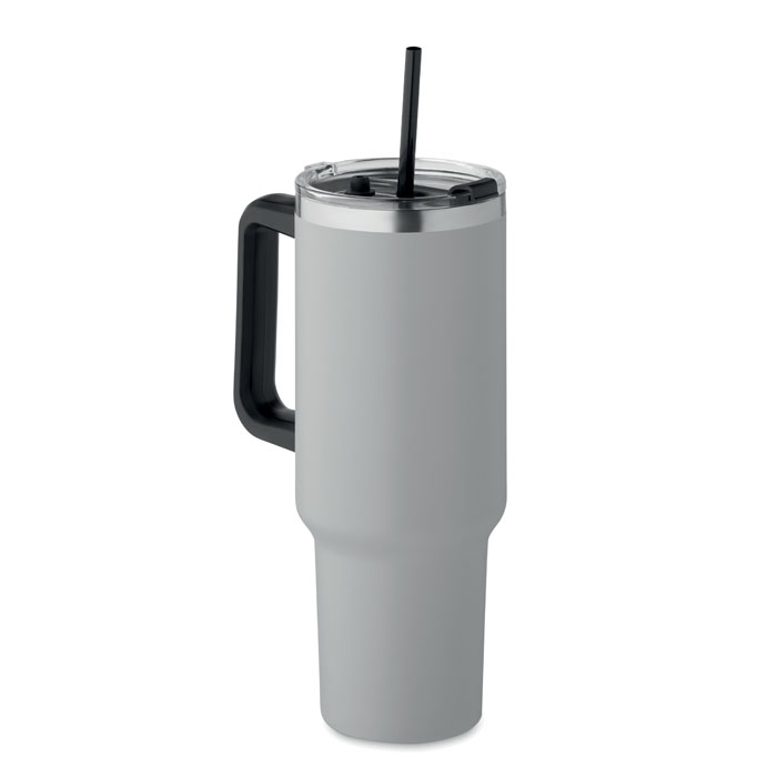 Dubbelwandige beker met rietjesdeksel inclusief rietje - 1200 ml
