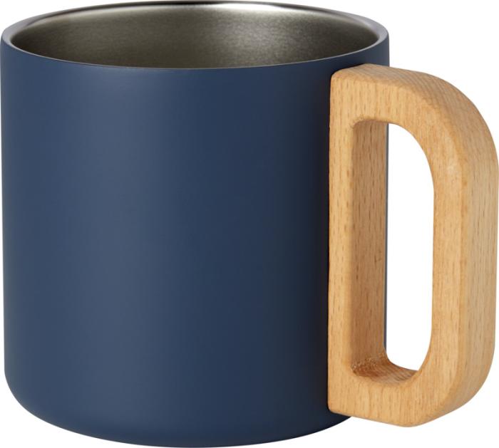 Mok van gerecycled RVS met beukenhout handvat - 360 ml