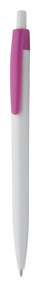 Witte plastic balpen met gekleurde clip