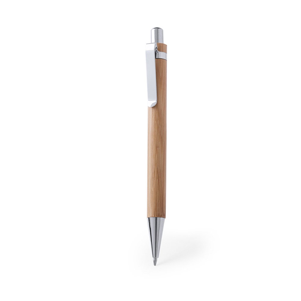Bamboe balpen met zilvermetalic afwerking