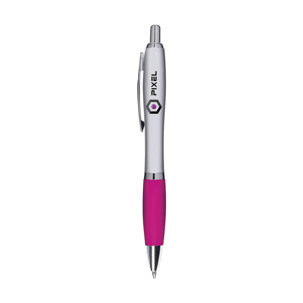 Zilveren pen met gekleurde grip