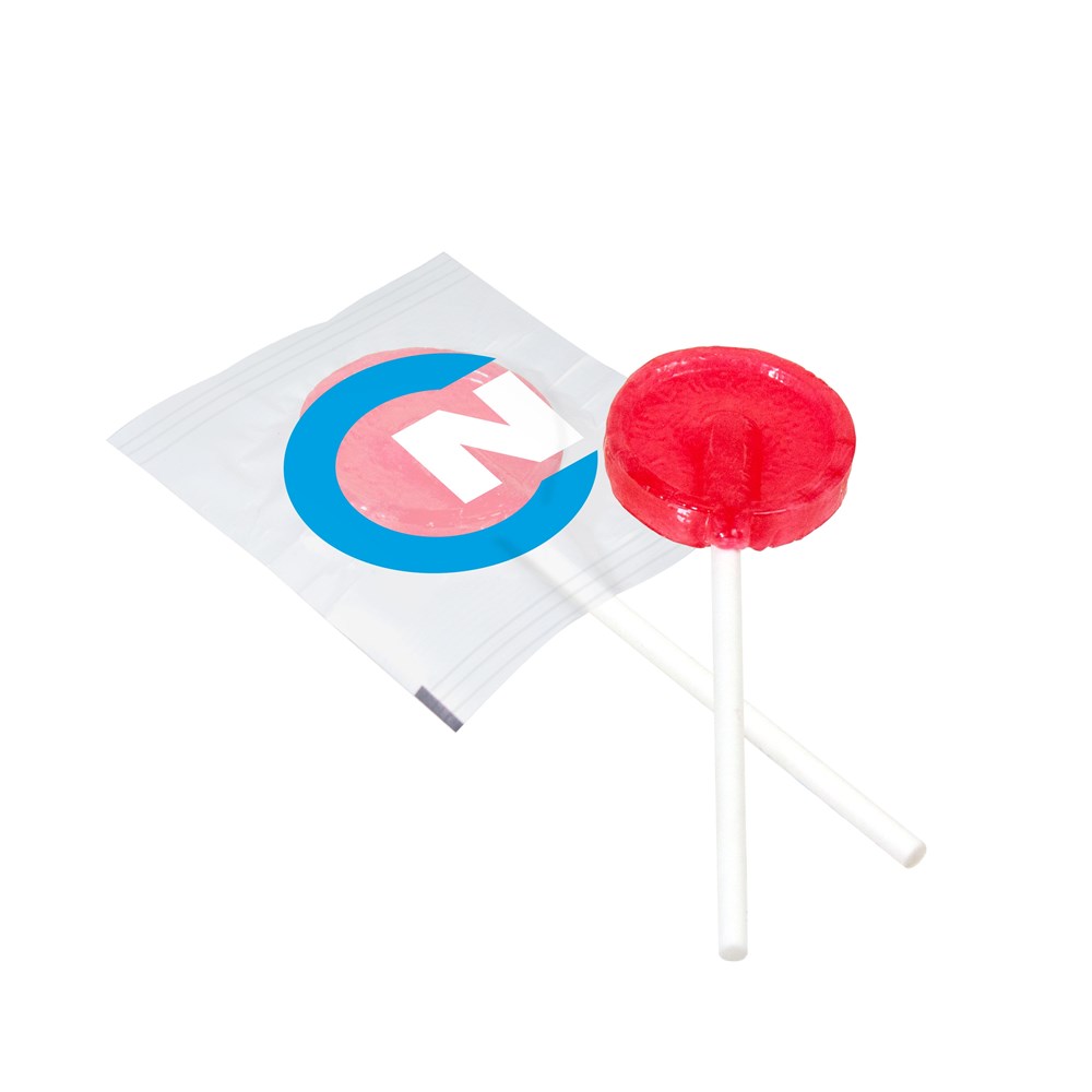 Platte lolly met sticker