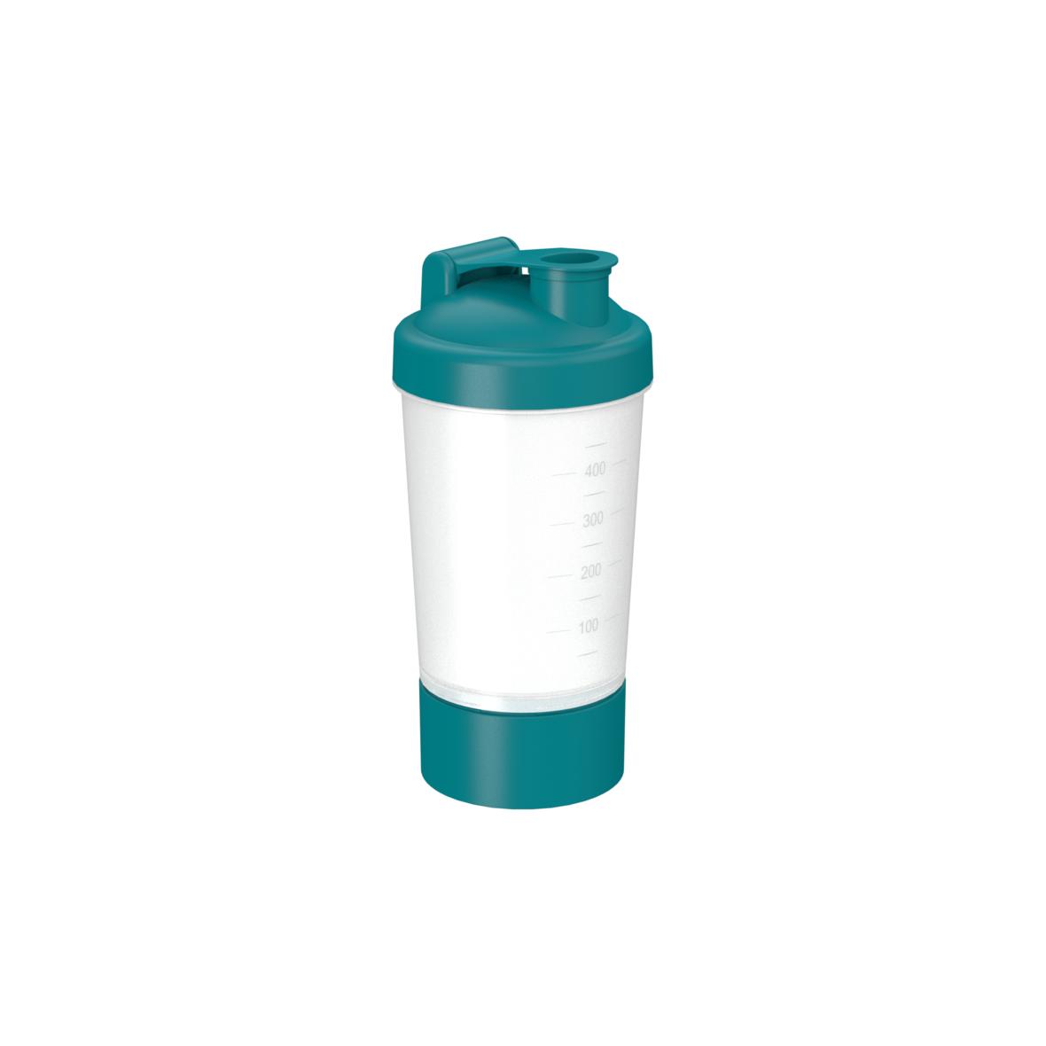 Shaker met compartiment voor eiwitpoeder - 0,4L 