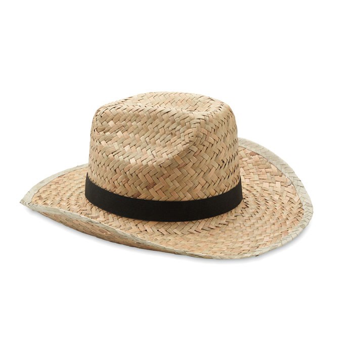 Natuurlijk cowboy hoed met polyester band