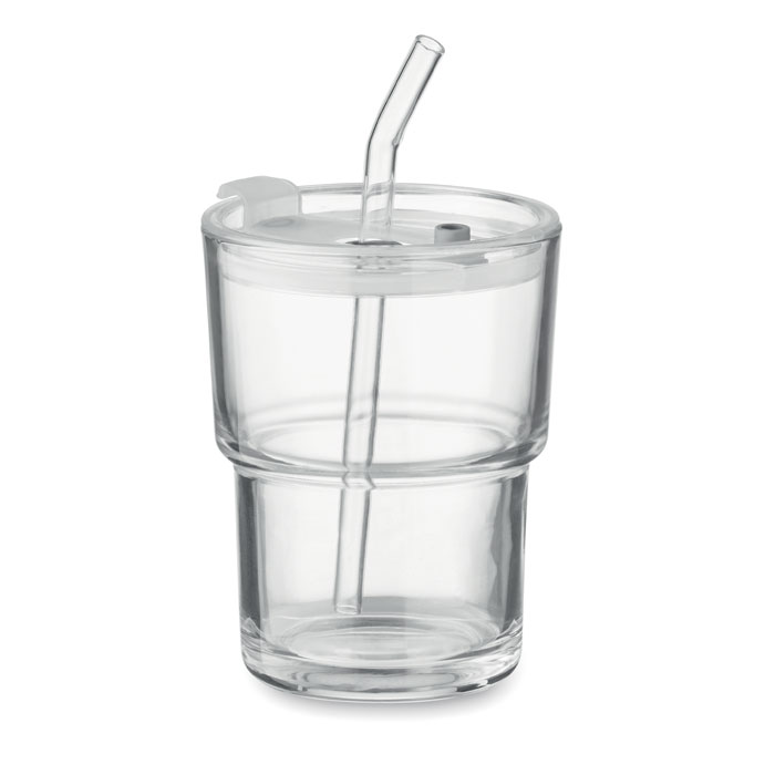 SIP - Glazen beker met rietje 400ml