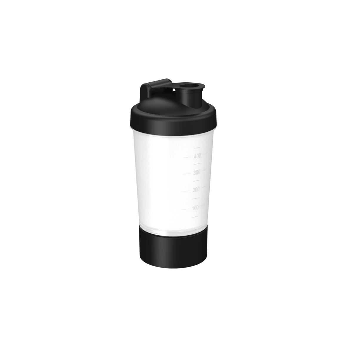 Shaker met compartiment voor eiwitpoeder - 0,4L 